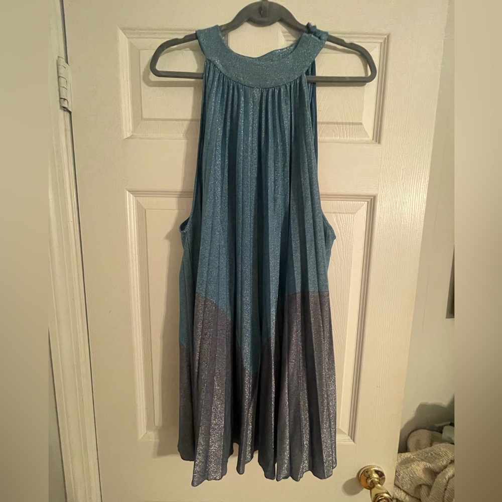 Free people metallic blue sleeveless dress